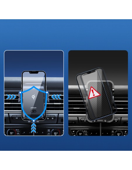 Automobilinis laikiklis su ventiliacinėmis grotelėmis su 15W Qi belaidžiu įkrovikliu Automobilinis laikiklis su ventiliacinėmis grotelėmis su 15W Qi belaidžiu įkrovikliu