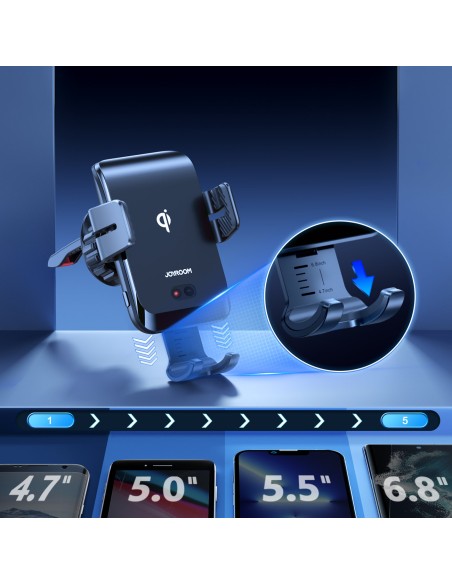 Automobilinis laikiklis su ventiliacinėmis grotelėmis su 15W Qi belaidžiu įkrovikliu Automobilinis laikiklis su ventiliacinėmis grotelėmis su 15W Qi belaidžiu įkrovikliu