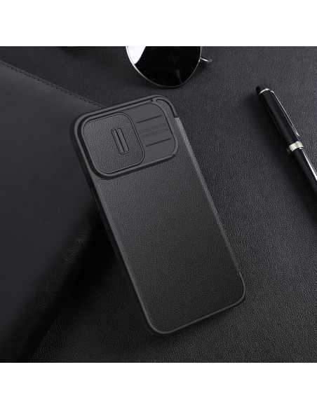 „Nillkin Qin Cloth Pro“ dėklas, skirtas „iPhone 14 Pro“ fotoaparato dangtelio dėklo dėklo dangtelio atverčiamas dėklas m...