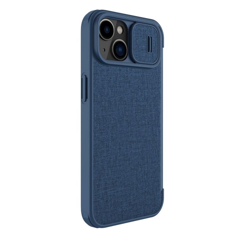 „Nillkin Qin Cloth Pro“ dėklas, skirtas „iPhone 14 Plus“ fotoaparato dangtelio dėklo dėklo dangtelio atverčiamas mėlynas...