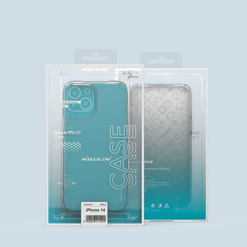 Nillkin Nature Pro iPhone 14 dėklas, šarvuotas dangtelis, skaidrus dangtelis