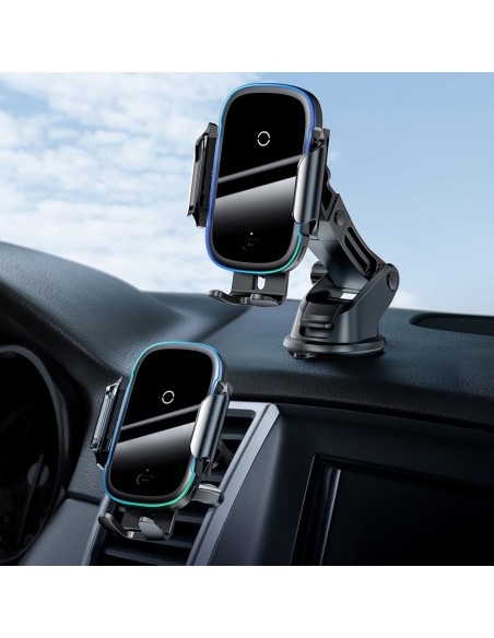 Automatinis elektromobilio laikiklis Qi belaidis įkroviklis 15W juodas Automatinis elektromobilio laikiklis Qi belaidis įkroviklis 15W juodas