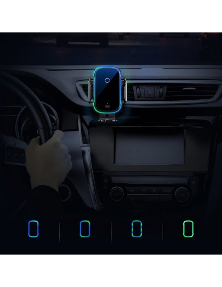Automatinis elektromobilio laikiklis Qi belaidis įkroviklis 15W juodas Automatinis elektromobilio laikiklis Qi belaidis įkroviklis 15W juodas