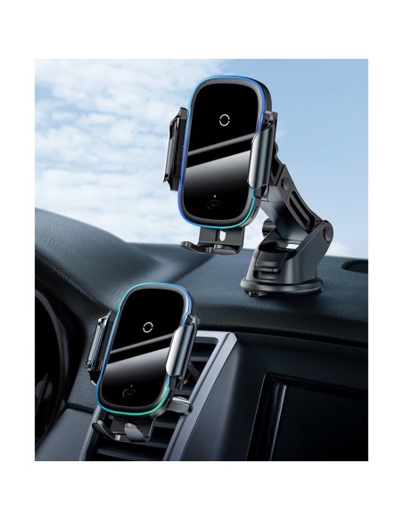 Automatinis elektromobilio laikiklis Qi belaidis įkroviklis 15W juodas Automatinis elektromobilio laikiklis Qi belaidis įkroviklis 15W juodas