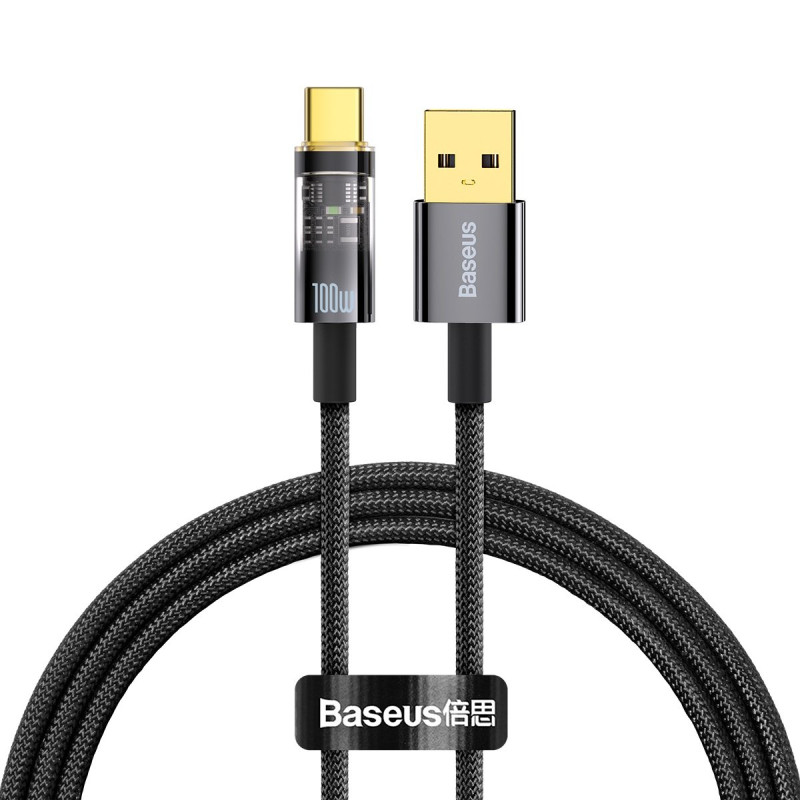 Explorer serijos USB laidas USB-C 100W 1 m juodas