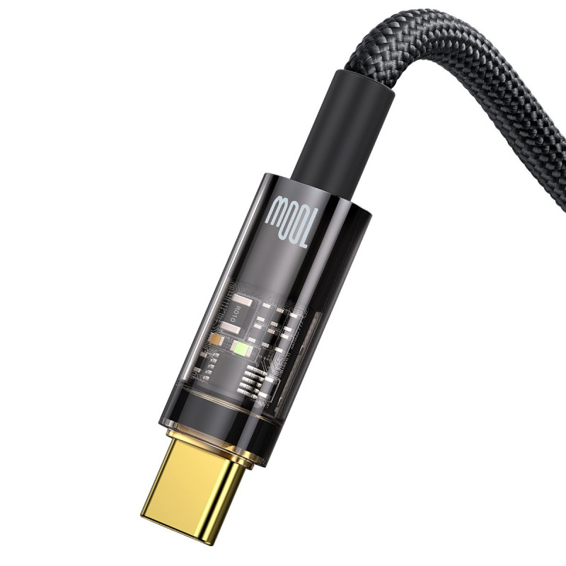 Explorer serijos USB laidas USB-C 100W 1 m juodas