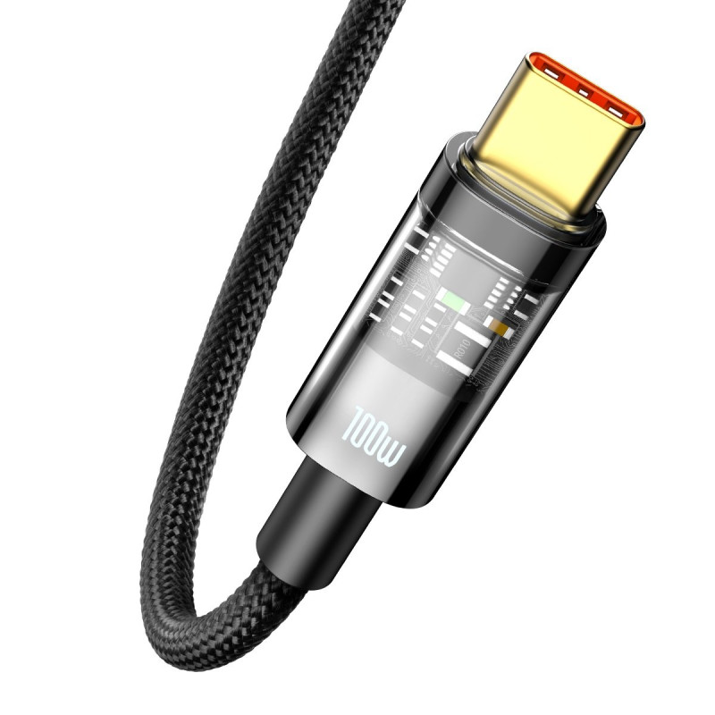 Explorer serijos USB laidas USB-C 100W 1 m juodas