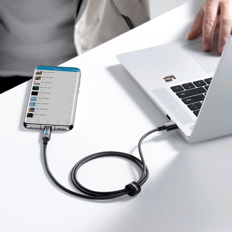 Explorer serijos USB laidas USB-C 100W 1 m juodas