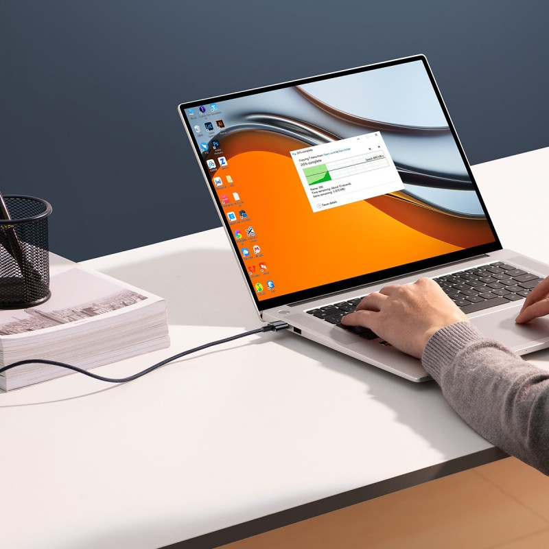 Explorer serijos USB laidas USB-C 100W 1 m juodas