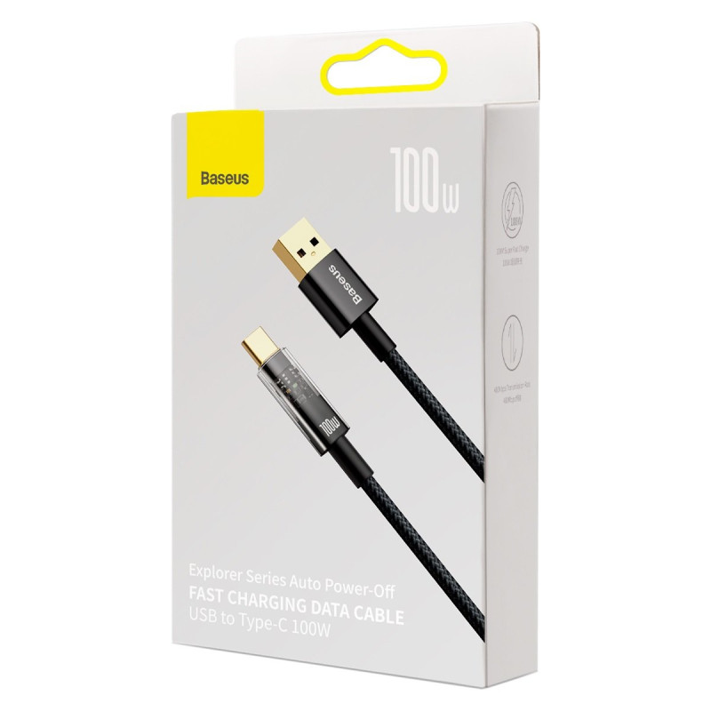 Explorer serijos USB laidas USB-C 100W 1 m juodas