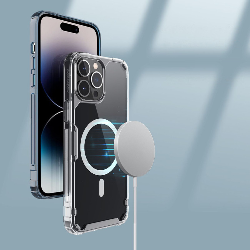Nillkin Nature Pro Magnetic Case iPhone 14 Pro magnetinis dėklas MagSafe mėlynas