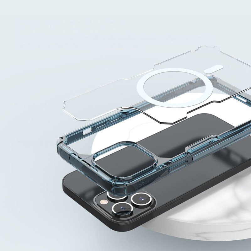 Nillkin Nature Pro Magnetic Case iPhone 14 Pro magnetinis dėklas MagSafe mėlynas