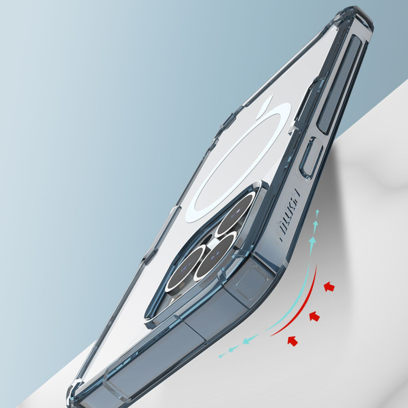 Nillkin Nature Pro Magnetic Case iPhone 14 Pro magnetinis dėklas MagSafe mėlynas