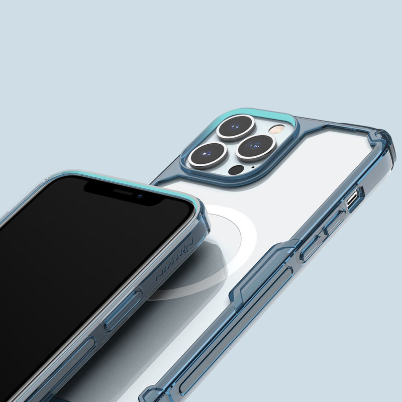 Nillkin Nature Pro Magnetic Case iPhone 14 Pro magnetinis dėklas MagSafe mėlynas