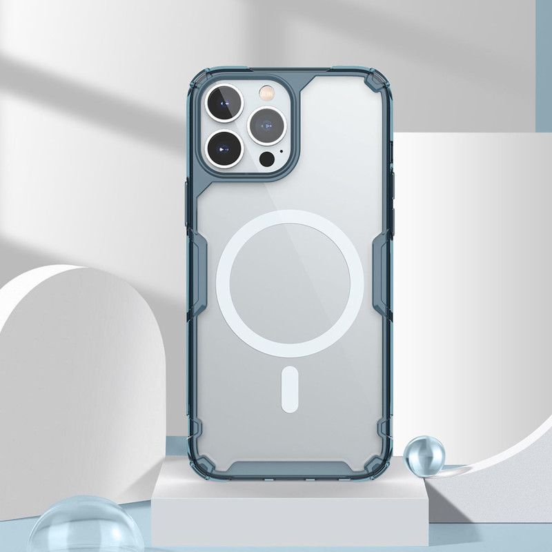 Nillkin Nature Pro Magnetic Case iPhone 14 Pro magnetinis dėklas MagSafe mėlynas