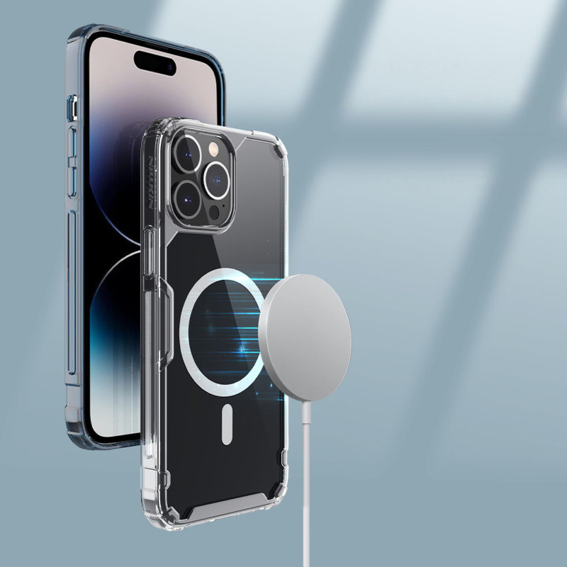 Nillkin Nature Pro Magnetic Case iPhone 14 Pro Max magnetinis dėklas MagSafe mėlynas