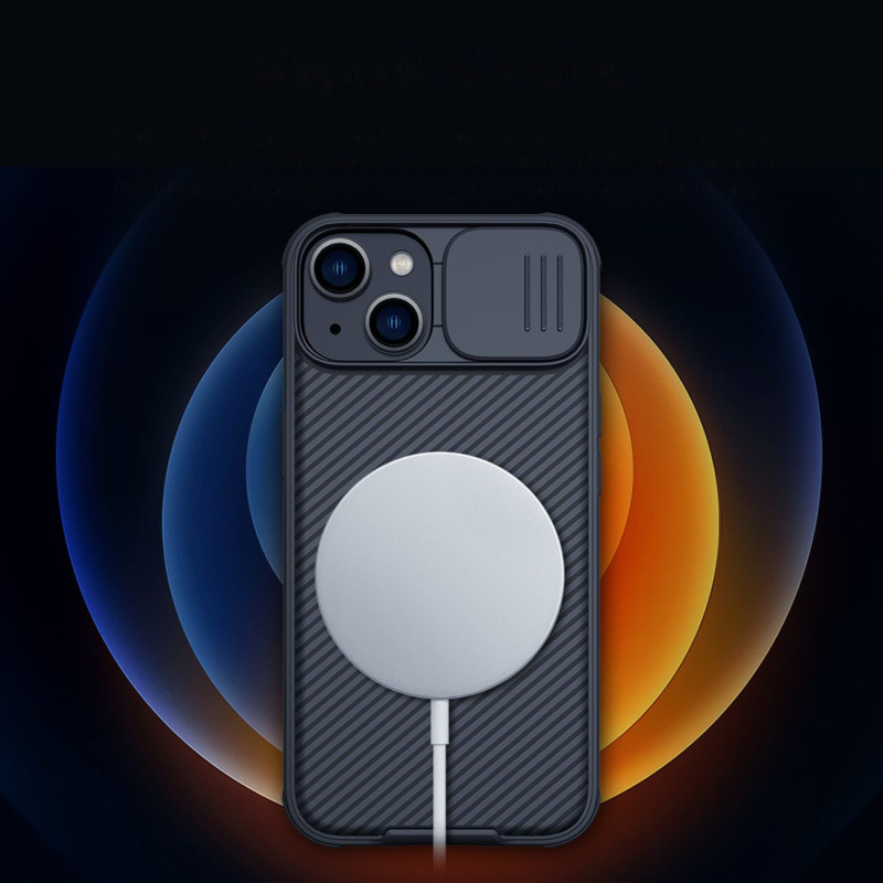 Nillkin CamShield Pro magnetinis dėklas iPhone 14 dangtelio kameros apsauga mėlyna (su MagSafe)