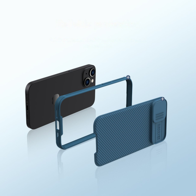 Nillkin CamShield Pro magnetinis dėklas iPhone 14 dangtelio kameros apsauga mėlyna (su MagSafe)