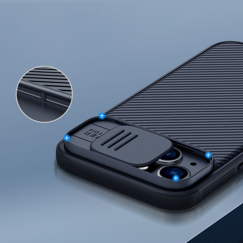 Nillkin CamShield Pro magnetinis dėklas iPhone 14 dangtelio kameros apsauga mėlyna (su MagSafe)