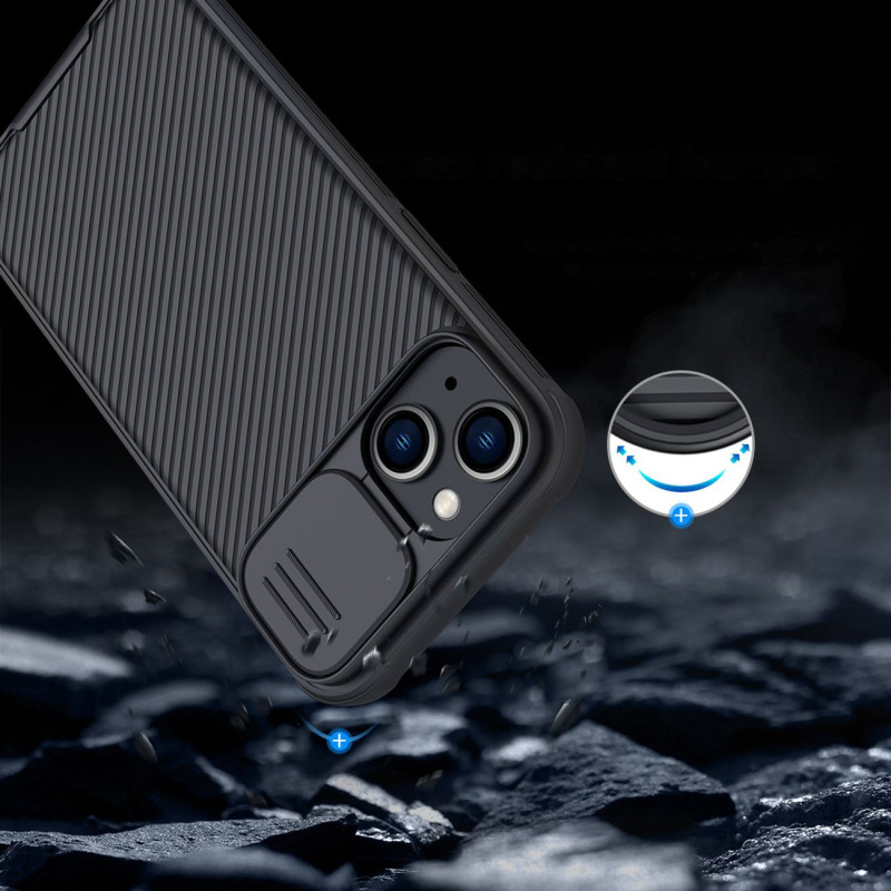 Nillkin CamShield Pro magnetinis dėklas iPhone 14 dangtelio kameros apsauga mėlyna (su MagSafe)