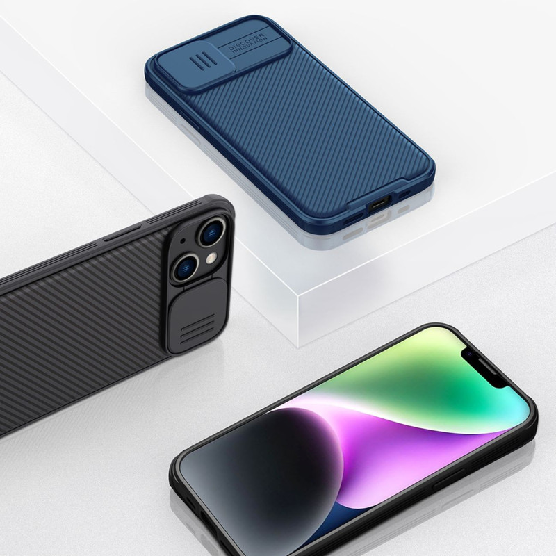 Nillkin CamShield Pro magnetinis dėklas iPhone 14 dangtelio kameros apsauga mėlyna (su MagSafe)