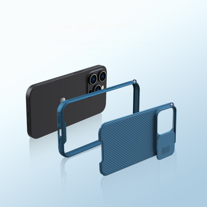 Nillkin CamShield Pro magnetinis dėklas iPhone 14 Pro dangtelio kameros apsauga mėlyna (su MagSafe)
