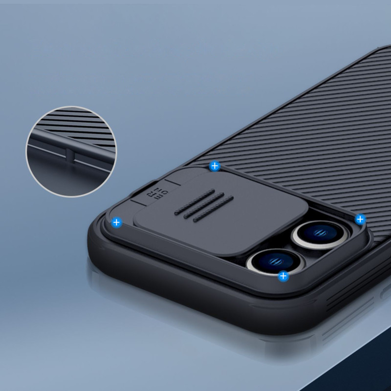 Nillkin CamShield Pro magnetinis dėklas iPhone 14 Pro dangtelio kameros apsauga mėlyna (su MagSafe)