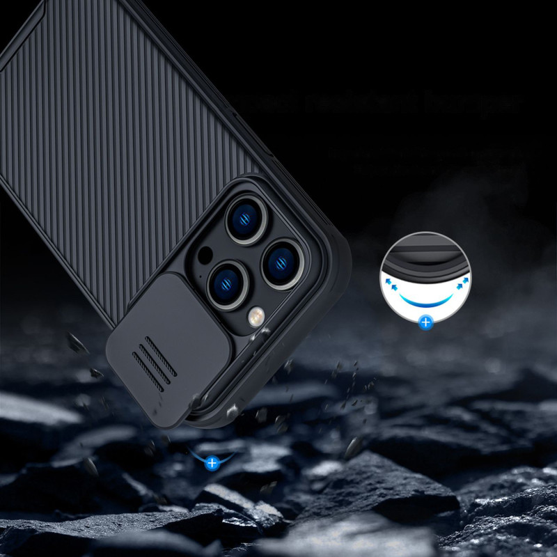Nillkin CamShield Pro magnetinis dėklas iPhone 14 Pro dangtelio kameros apsauga mėlyna (su MagSafe)