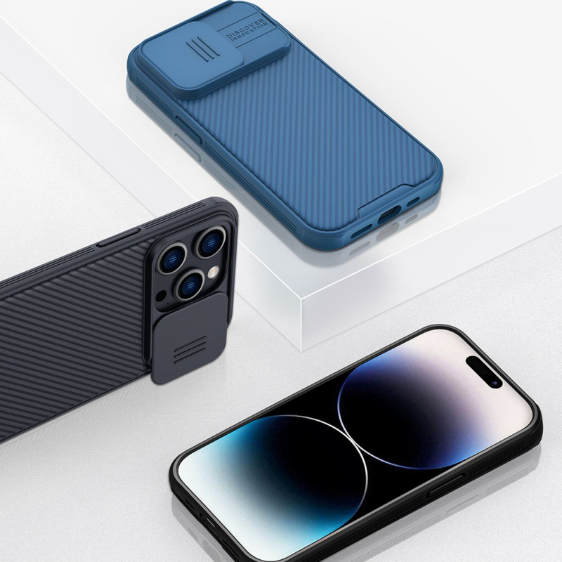Nillkin CamShield Pro magnetinis dėklas iPhone 14 Pro dangtelio kameros apsauga mėlyna (su MagSafe)
