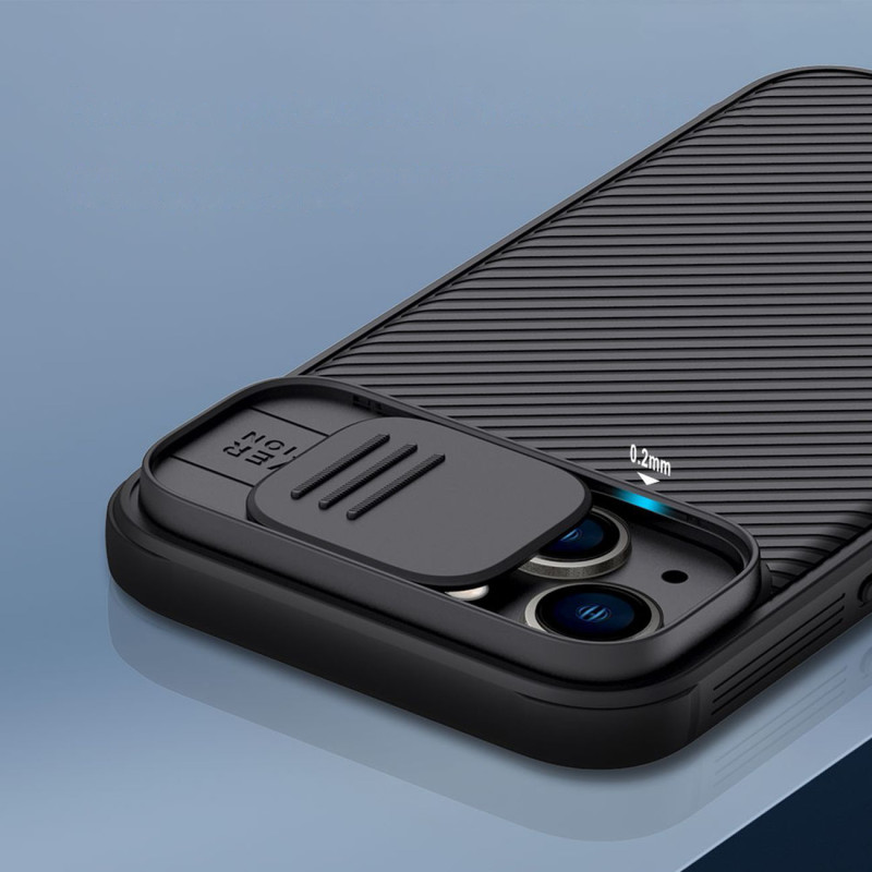 Nillkin CamShield Pro Case iPhone 14 / iPhone 13 Šarvuotos dangtelio kameros apsauga juoda