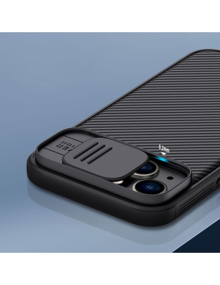 Nillkin CamShield Pro Case iPhone 14 / iPhone 13 Šarvuotos dangtelio kameros apsauga juoda Nillkin CamShield Pro Case iPhone 14 / iPhone 13 Šarvuotos dangtelio kameros apsauga juoda