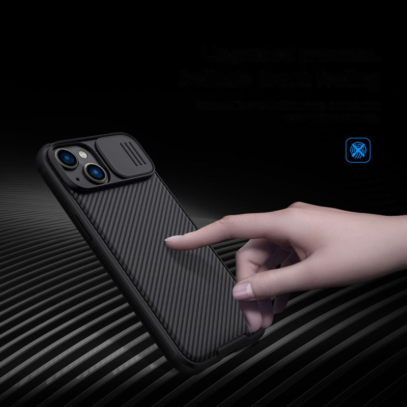 Nillkin CamShield Pro Case iPhone 14 / iPhone 13 Šarvuotos dangtelio kameros apsauga juoda