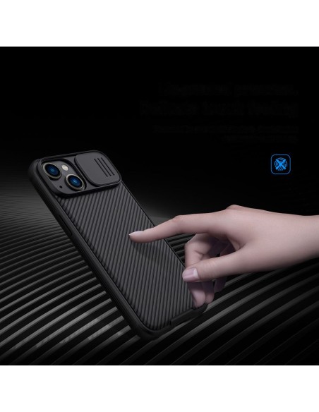 Nillkin CamShield Pro Case iPhone 14 / iPhone 13 Šarvuotos dangtelio kameros apsauga juoda Nillkin CamShield Pro Case iPhone 14 / iPhone 13 Šarvuotos dangtelio kameros apsauga juoda