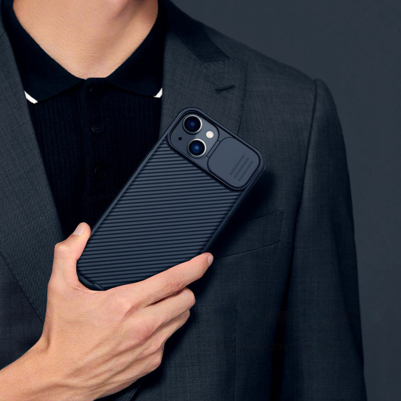 Nillkin CamShield Pro Case iPhone 14 / iPhone 13 Šarvuotos dangtelio kameros apsauga juoda