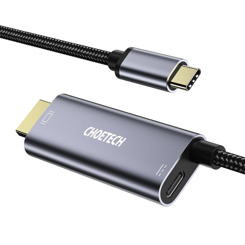 Adapteris USB Type C – HDMI 4K + USB Type C PD, skirtas MacBook PC 1,8m pilkas