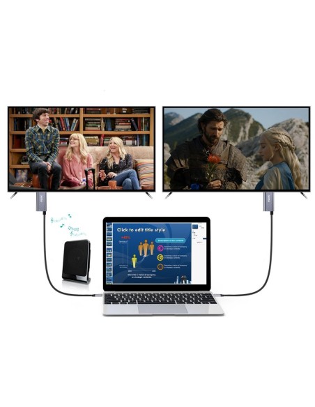 Adapteris USB Type C – HDMI 4K + USB Type C PD, skirtas MacBook PC 1,8m pilkas Adapteris USB Type C – HDMI 4K + USB Type C PD, skirtas MacBook PC 1,8m pilkas
