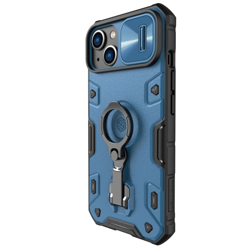 Nillkin CamShield Armor Pro Case iPhone 14 dėklo šarvuotas dangtelis su fotoaparato dangtelio žiedo stovu mėlynas