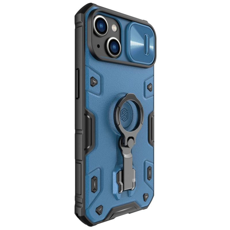 Nillkin CamShield Armor Pro Case iPhone 14 dėklo šarvuotas dangtelis su fotoaparato dangtelio žiedo stovu mėlynas