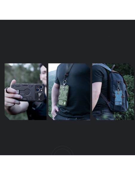 Nillkin CamShield Armor Pro Case iPhone 14 dėklo šarvuotas dangtelis su fotoaparato dangtelio žiedo stovu mėlynas Nillkin CamShield Armor Pro Case iPhone 14 dėklo šarvuotas dangtelis su fotoaparato dangtelio žiedo stovu mėlynas