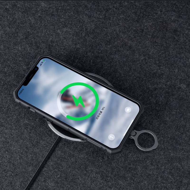 Nillkin CamShield Armor Pro Case iPhone 14 dėklo šarvuotas dangtelis su fotoaparato dangtelio žiedo stovu mėlynas