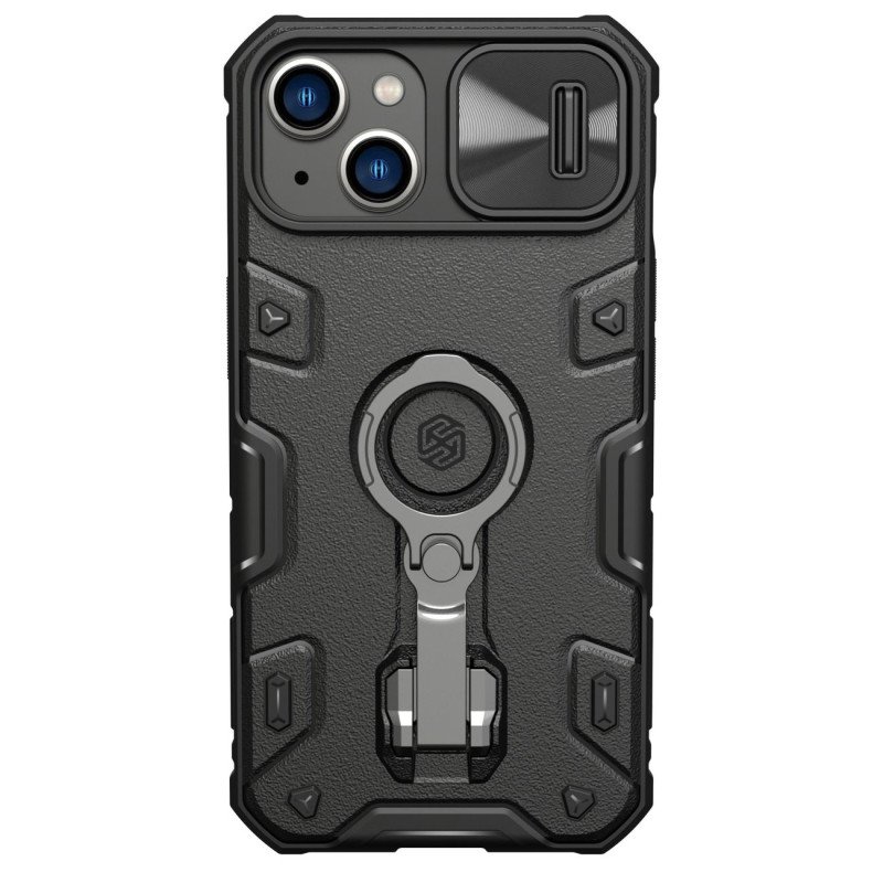 Nillkin CamShield Armor Pro Case iPhone 14 Plus šarvuotas dangtelis su fotoaparato dangtelio žiedo stovu juodas Nillkin CamShield Armor Pro Case iPhone 14 Plus šarvuotas dangtelis su fotoaparato dangtelio žiedo stovu juodas