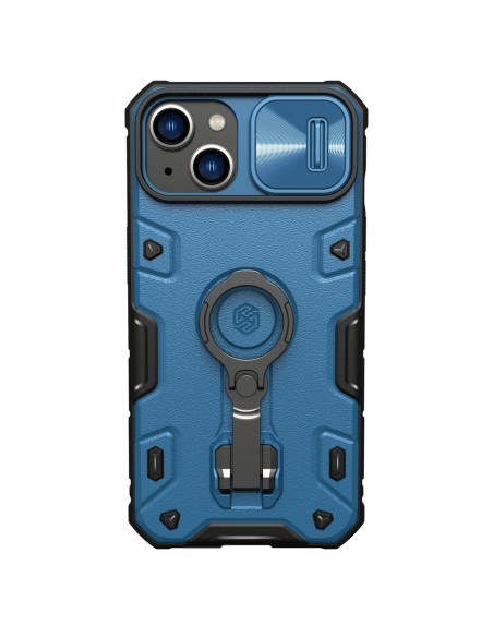 Nillkin CamShield Armor Pro Case iPhone 14 Plus šarvuotas dangtelis su fotoaparato dangtelio žiedo stovu mėlynas