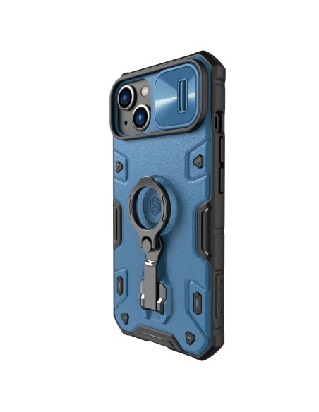 Nillkin CamShield Armor Pro Case iPhone 14 Plus šarvuotas dangtelis su fotoaparato dangtelio žiedo stovu mėlynas