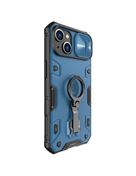 Nillkin CamShield Armor Pro Case iPhone 14 Plus šarvuotas dangtelis su fotoaparato dangtelio žiedo stovu mėlynas