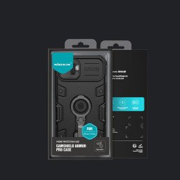 Nillkin CamShield Armor Pro Case iPhone 14 Plus šarvuotas dangtelis su fotoaparato dangtelio žiedo stovu mėlynas
