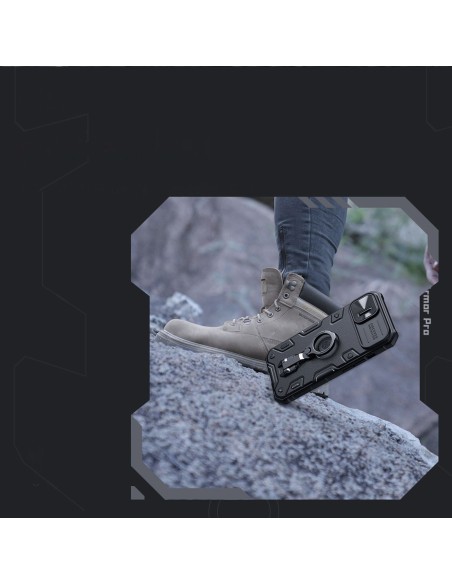 Nillkin CamShield Armor Pro Case iPhone 14 Plus šarvuotas dangtelis su fotoaparato dangtelio žiedo stovu mėlynas