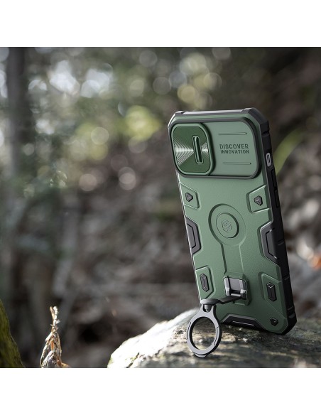 Nillkin CamShield Armor Pro Case iPhone 14 Plus šarvuotas dangtelis su fotoaparato dangtelio žiedo stovu mėlynas