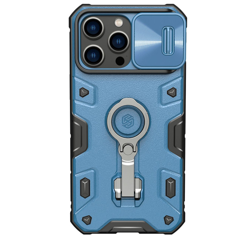 Nillkin CamShield Armor Pro Case iPhone 14 Pro Max šarvuotas dangtelis su fotoaparato dangtelio žiedo stovu mėlynas