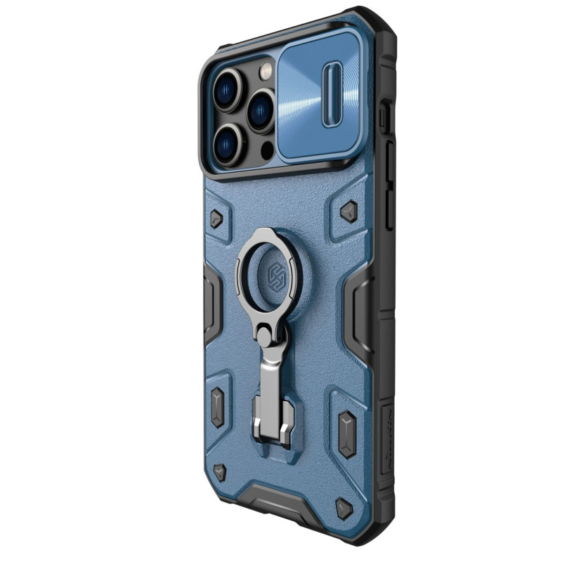 Nillkin CamShield Armor Pro Case iPhone 14 Pro Max šarvuotas dangtelis su fotoaparato dangtelio žiedo stovu mėlynas