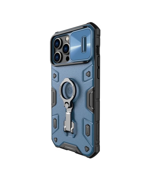 Nillkin CamShield Armor Pro Case iPhone 14 Pro Max šarvuotas dangtelis su fotoaparato dangtelio žiedo stovu mėlynas Nillkin CamShield Armor Pro Case iPhone 14 Pro Max šarvuotas dangtelis su fotoaparato dangtelio žiedo stovu mėlynas